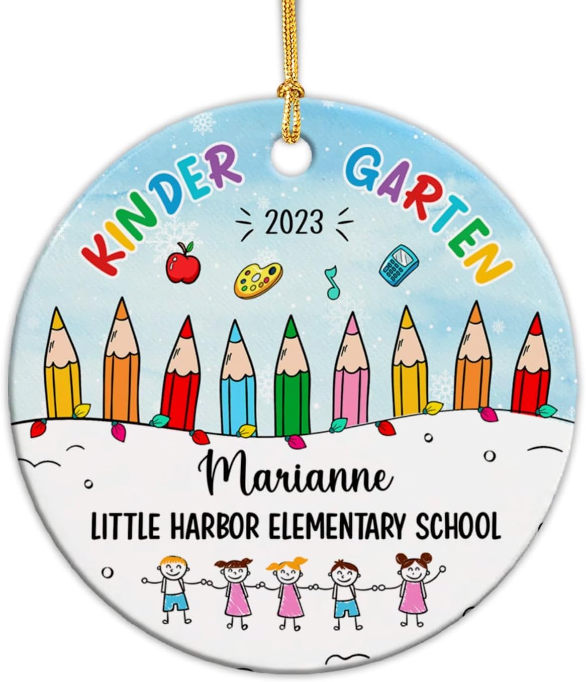 Custom Name Kindergarten Christmas Ceramic Ornament