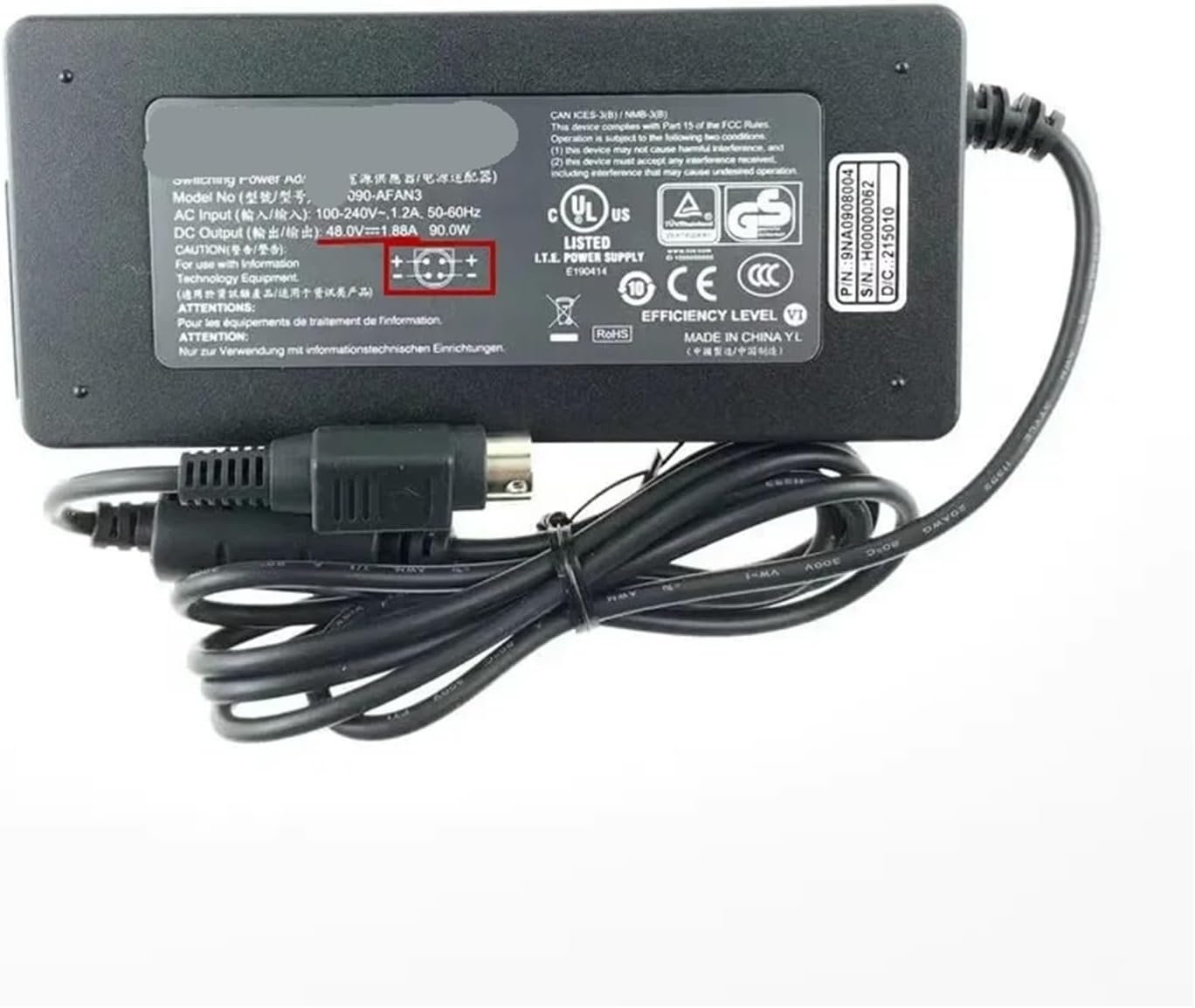 48V 1.88A 90W スイッチング電源アダプタ 4ピン (DIN)(AU Plug)