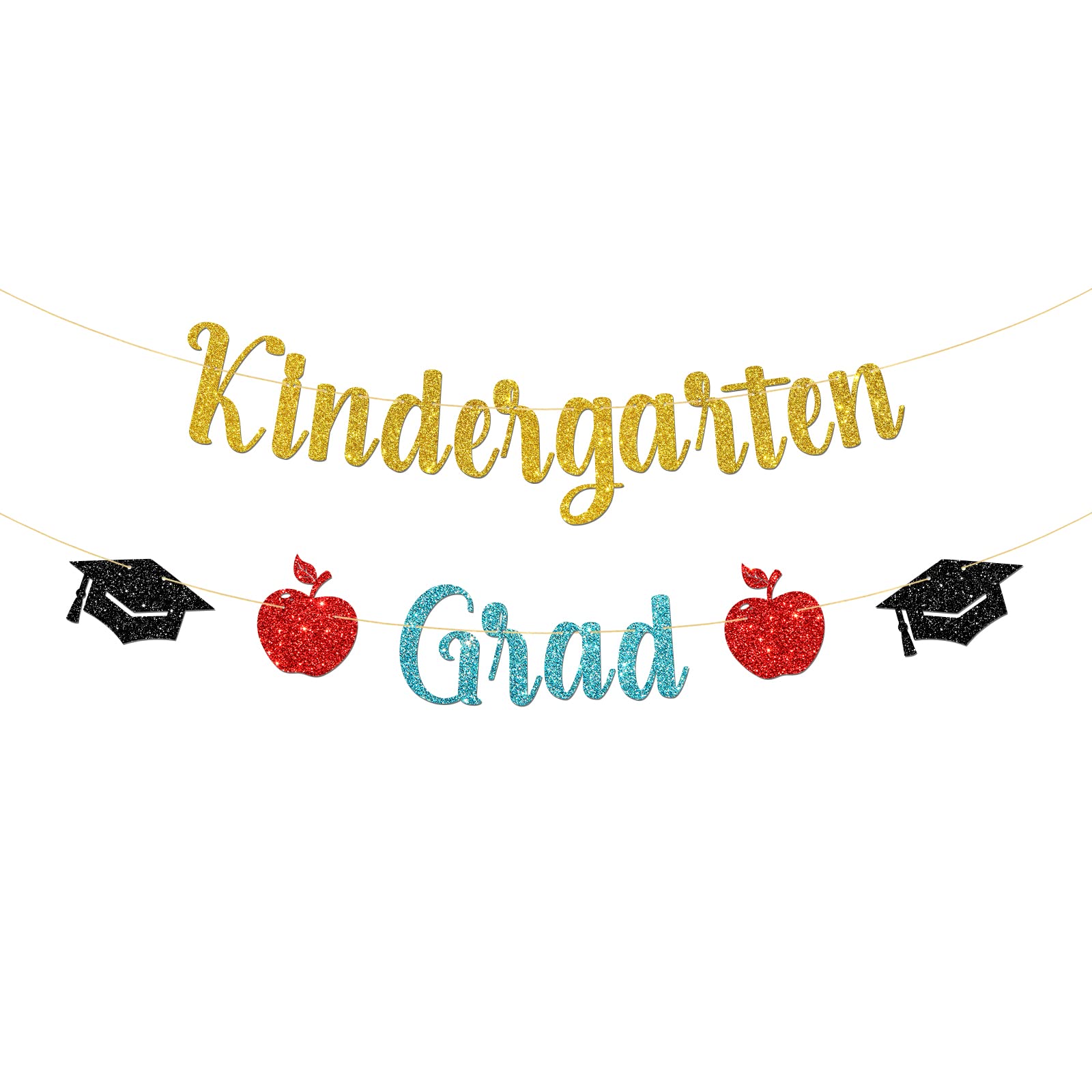 MonMon & Craft Kindergarten Abschluss-Banner – Gold Glitter, Für Vorschul-Feiern & Kinderparty