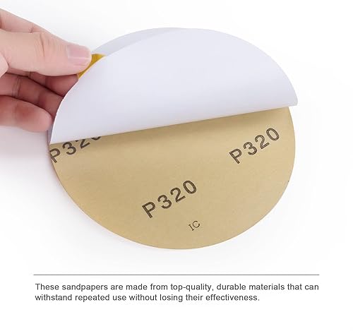 Miniatura 3 de S SATC PSA - Paquete de 50 discos de lija de 6 pulgadas de diámetro, grano 320 abrasivo para alisar y terminar superficies