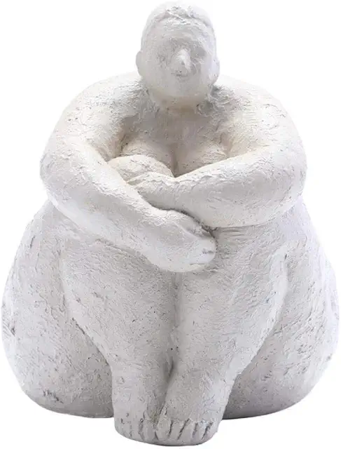 Dikke Dame Beeldje - Resin Vrouwenbustebeeld Witte Decoratie
