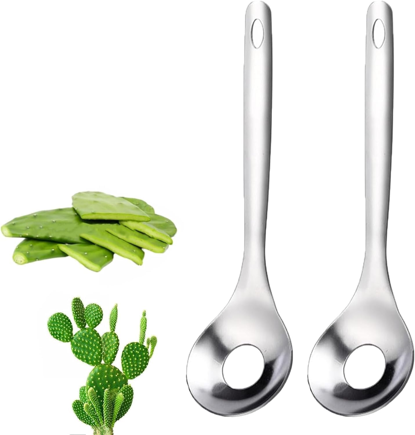 2Pcs Cactus Peeler Spoon, Stainless Steel Rice Meat Dumplings Spoon Squeezing Meatball Artifact Kitchen Tools, Stainless Steel Easy Peeler Graters, Peelers and Slicers