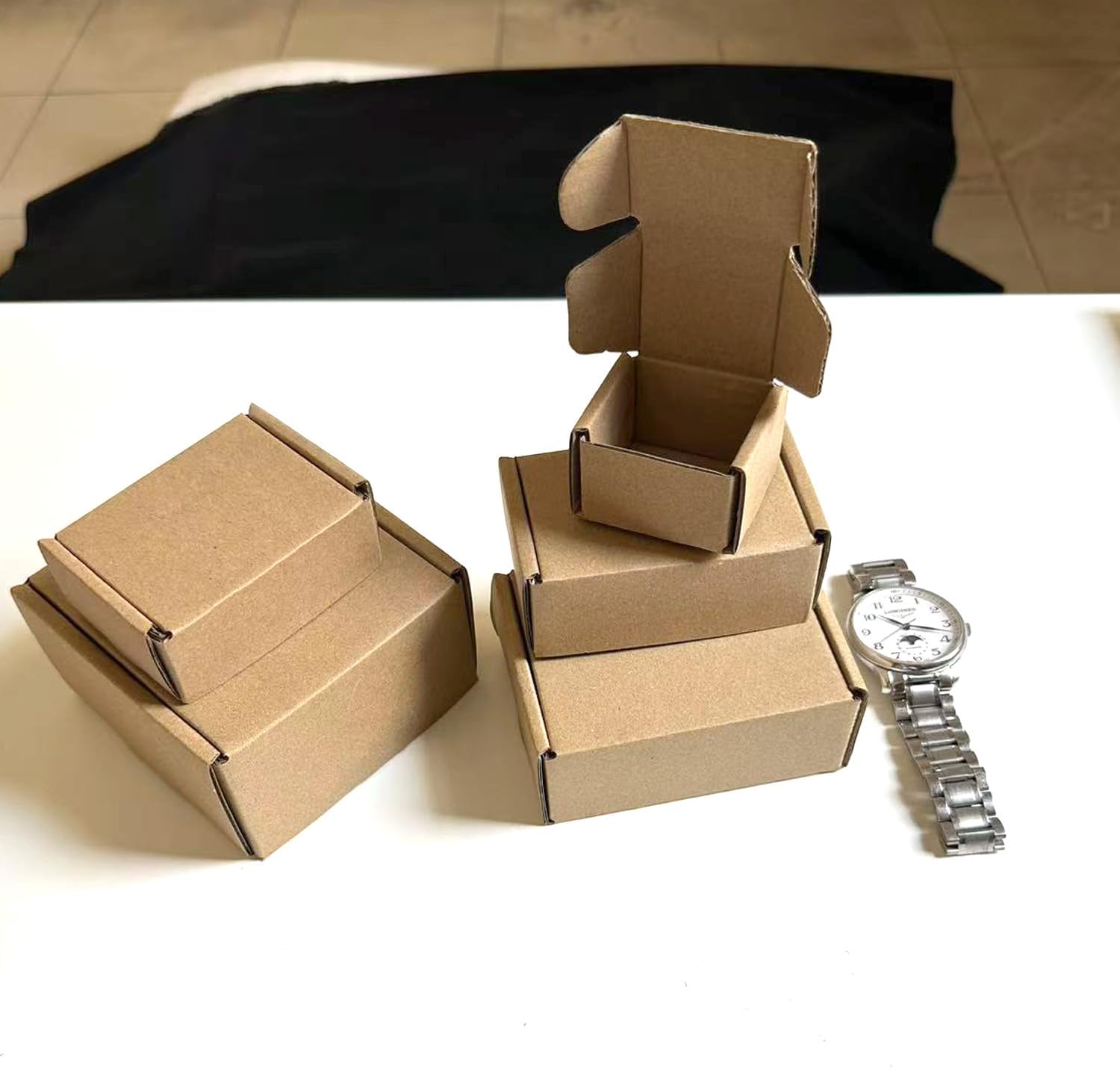 50 Pack Small Shipping Boxes 4x3x1.57inch Corrugated Small Cardboard Boxes,Mail packaging for small business gifts,Gift Packing, Crafts Packing, Jewelry Box, (Brown)