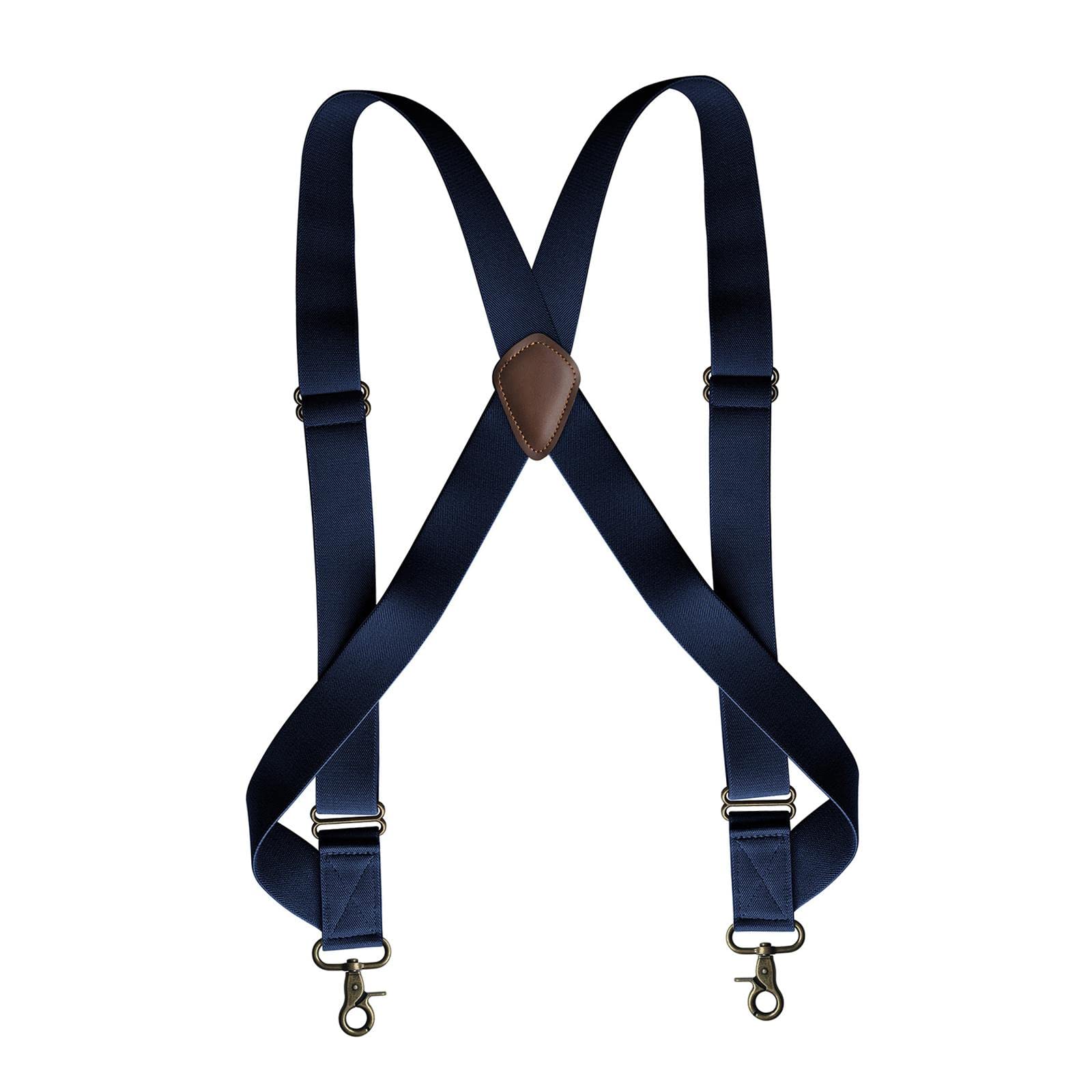 Tirantes para hombre con gancho giratorio en forma de X elásticos de 1.4 pulgadas de ancho, tirantes ajustables, color negro