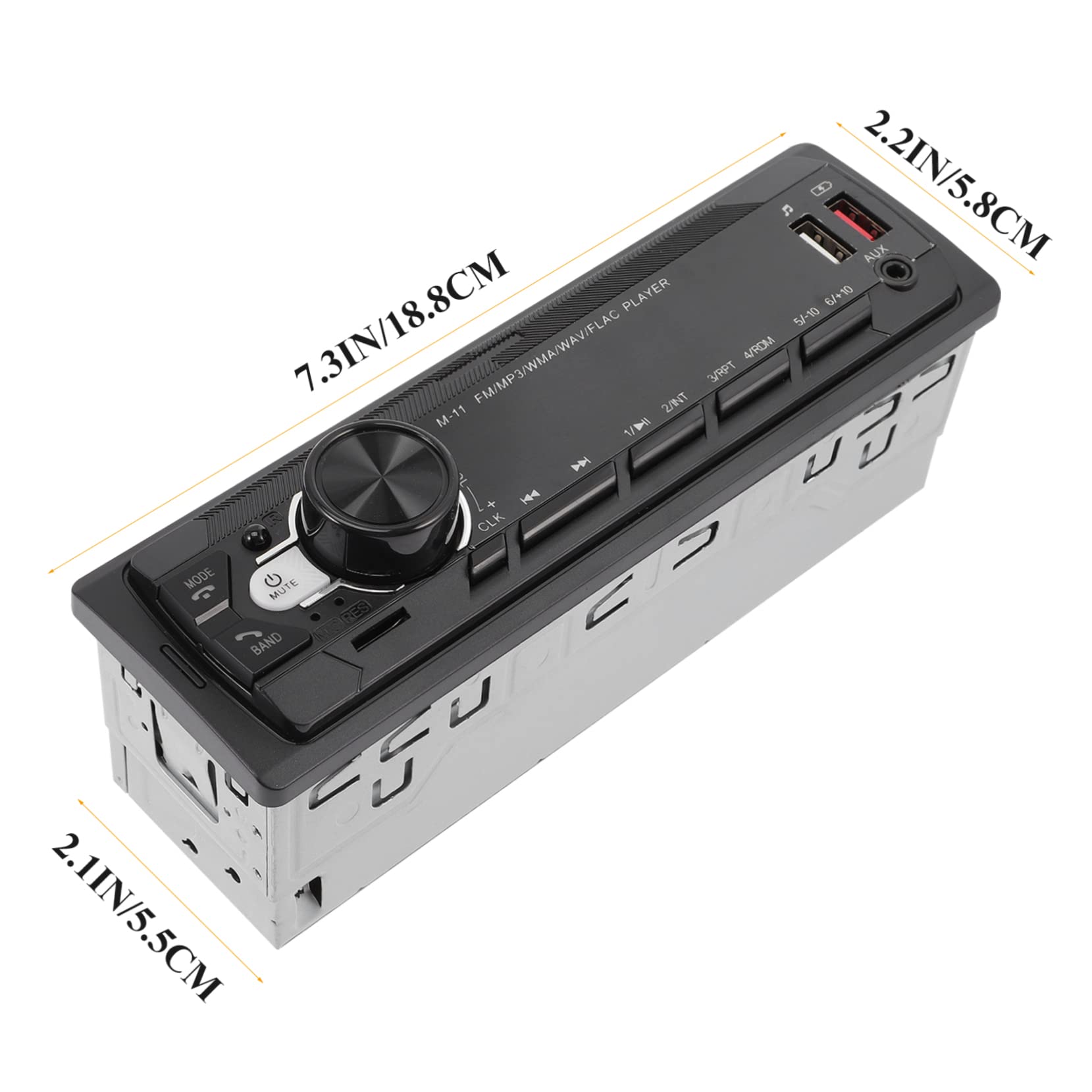 Reproductor de Mp3 para Coche 12 V con Conexión Inalámbrica y USB | Negro Abs, Versión 5.0, 2 Puertos USB 2.0 Frontales, Mando a Distancia Incluido