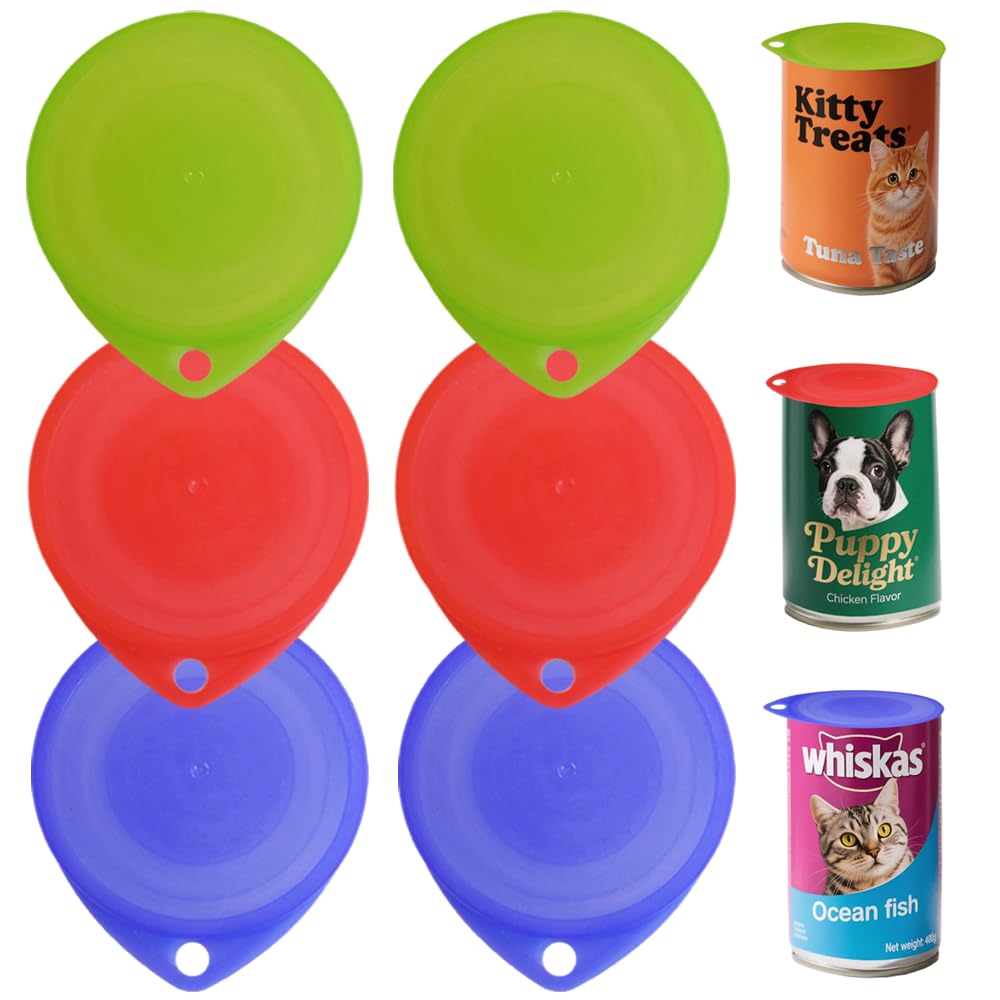 Armo® 6 x Leakproof Plastic Can Lids For Can Tins Silicone Tin Covers For Food Storage Reusable Can Cover Fit For All Cans Pet Food, Soups, Beans Canned Airtight Food Covers Pack Of 6