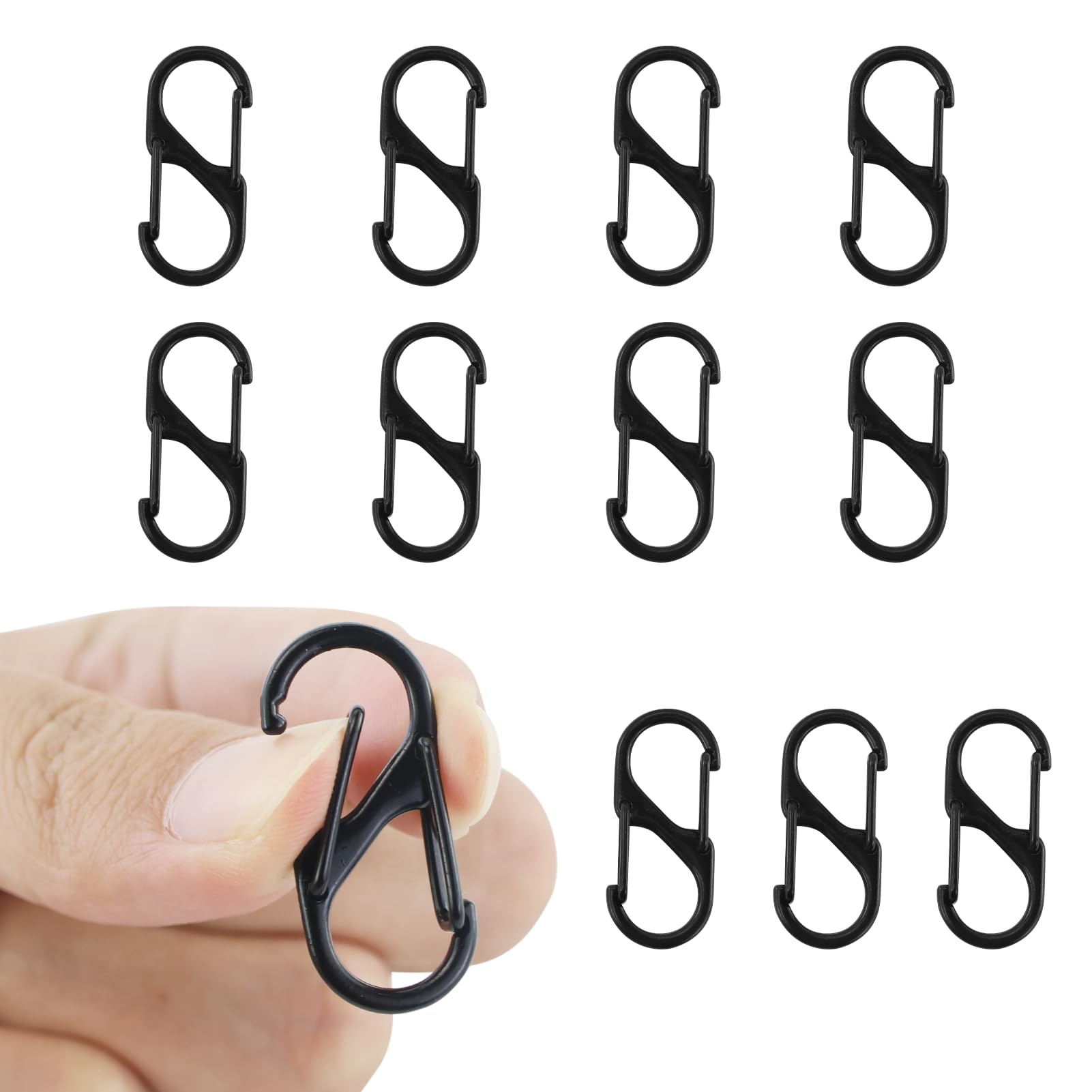 30 Moschettoni A S - 3/4/5cm, Nero, Lega Zinco, Per Outdoor E Casa - Foto 4