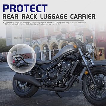 Motorcycle Black Steel Luggage Cargo Rack Carrier Mount Adapter Bracket Rear Fender Fairing for H-onda Rebel CMX 500 300 CMX500 CMX300 Rebel500 Rebel300 2017 2018 2019 2020 2021 2022 2023 (No.1)