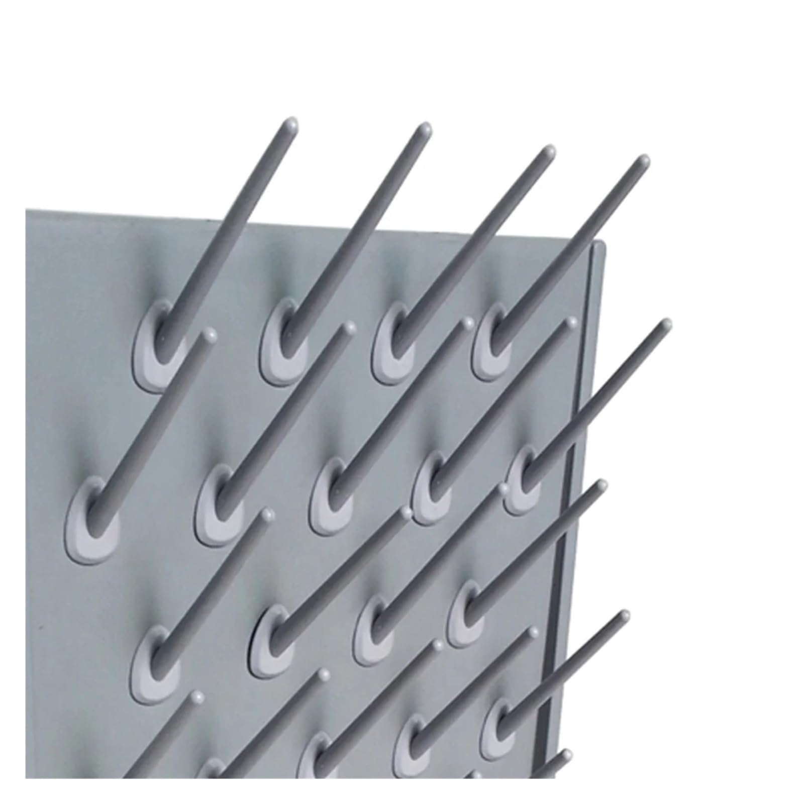 Scolapiatti da Parete for Laboratorio, 27 pioli, PP, Grigio, Supporto for Attrezzature di Pulizia da Tavolo for l'industria Chimica