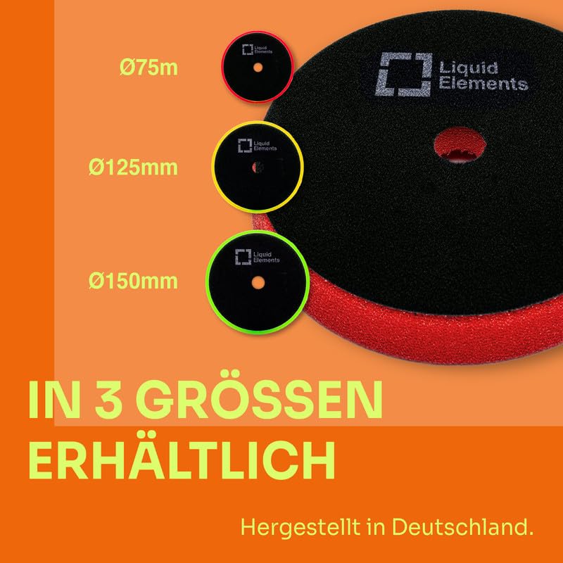 Liquid Elements Centriforce V2 Polierpads 125mm +Tuch, 3 Stärken á 5 Stück | Set, Heavy, Medium & Finish Cut, Polierschwamm, speziell entwickelte Fräsung, optimierte Ergebnisse, Auto Polieraufsatz
