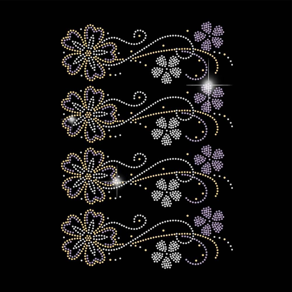 Parches de flores con flecos de pedrería verde para ropa y manualidades
