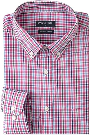 PASHARTUK Wrinkle Free Regular Fit Mens Button Down Shirts Long Sleeve Dress Shirts for Men