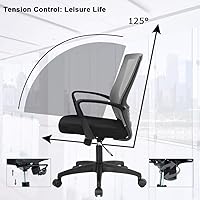 Vista 5 de Silla de escritorio de malla para computadora con brazos de apoyo lumbar, elegante silla ejecutiva moderna y giratoria con soporte lumbar