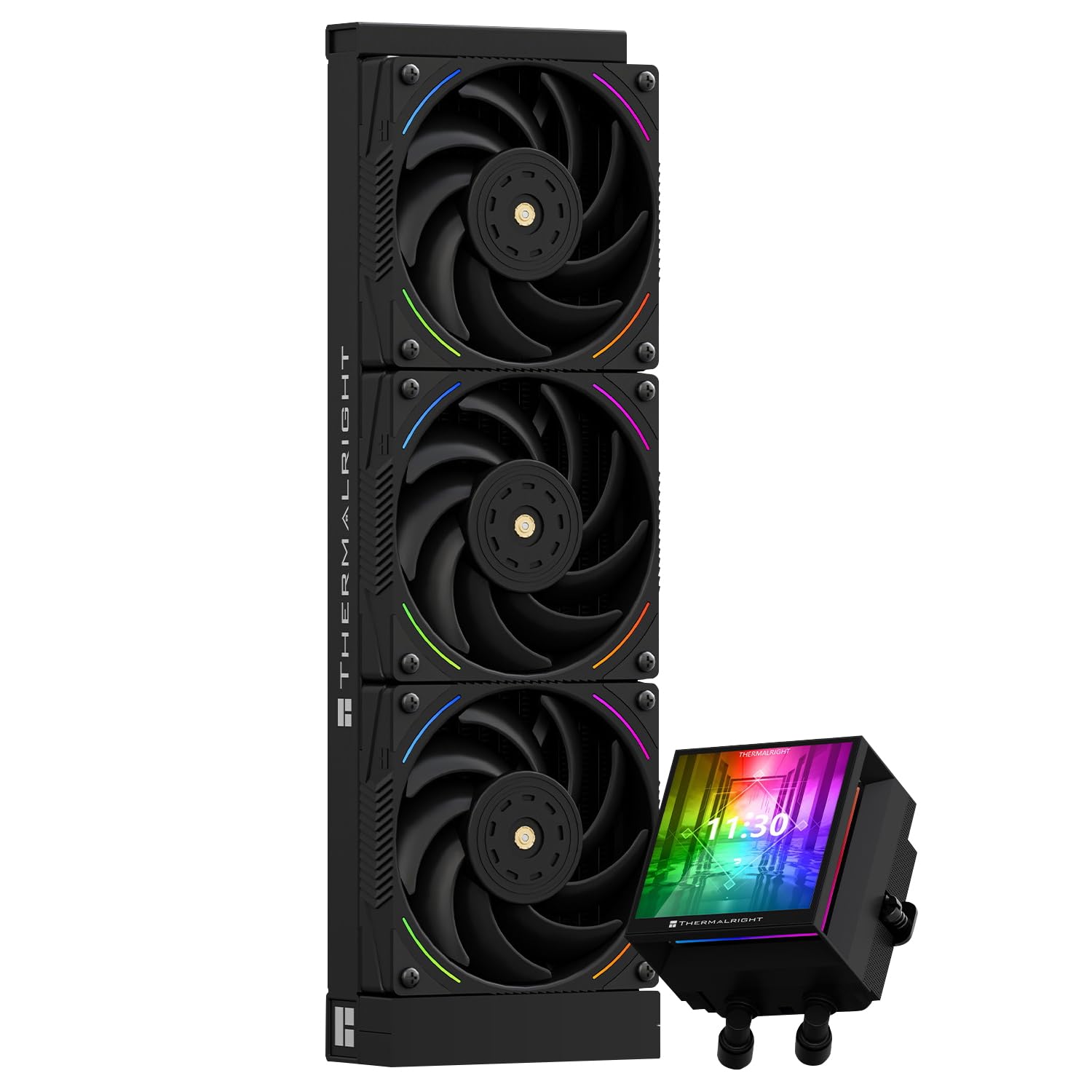 TR Hyper Vision 360 ARGB Enfriador líquido CPU AIO negro, pantalla LCD IPS con resolución 480x480 para AM5/Intel LGA1851/1700 LCD de 3,95 pulgadas que absorbe imanes para imágenes