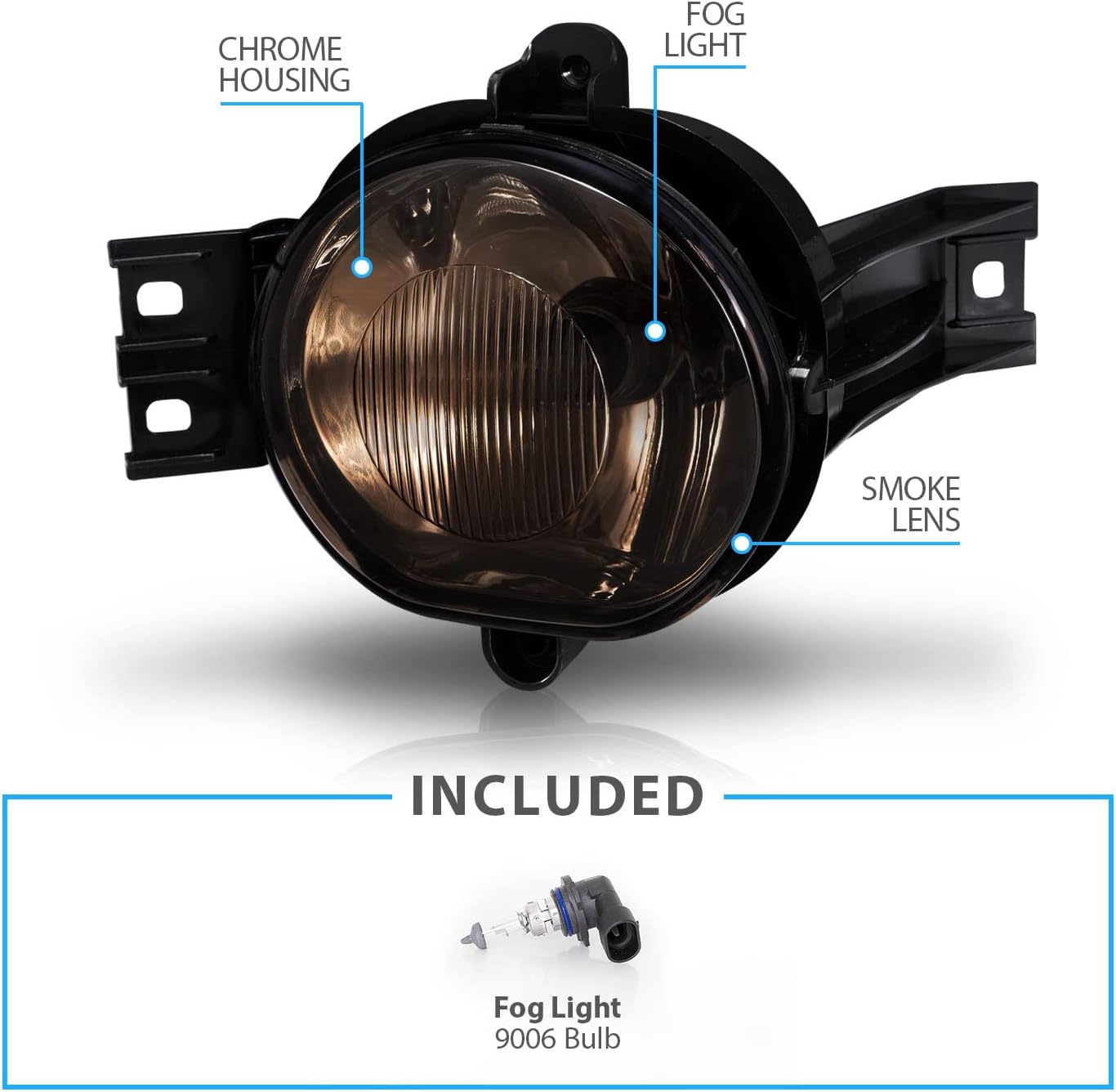AmeriLite for 2002-2008 Dodge Ram Pickup / 2003-2009 Durango Smoke Replacement Bumper Fog Light Assembly Pair - Passenger and Driver Side
