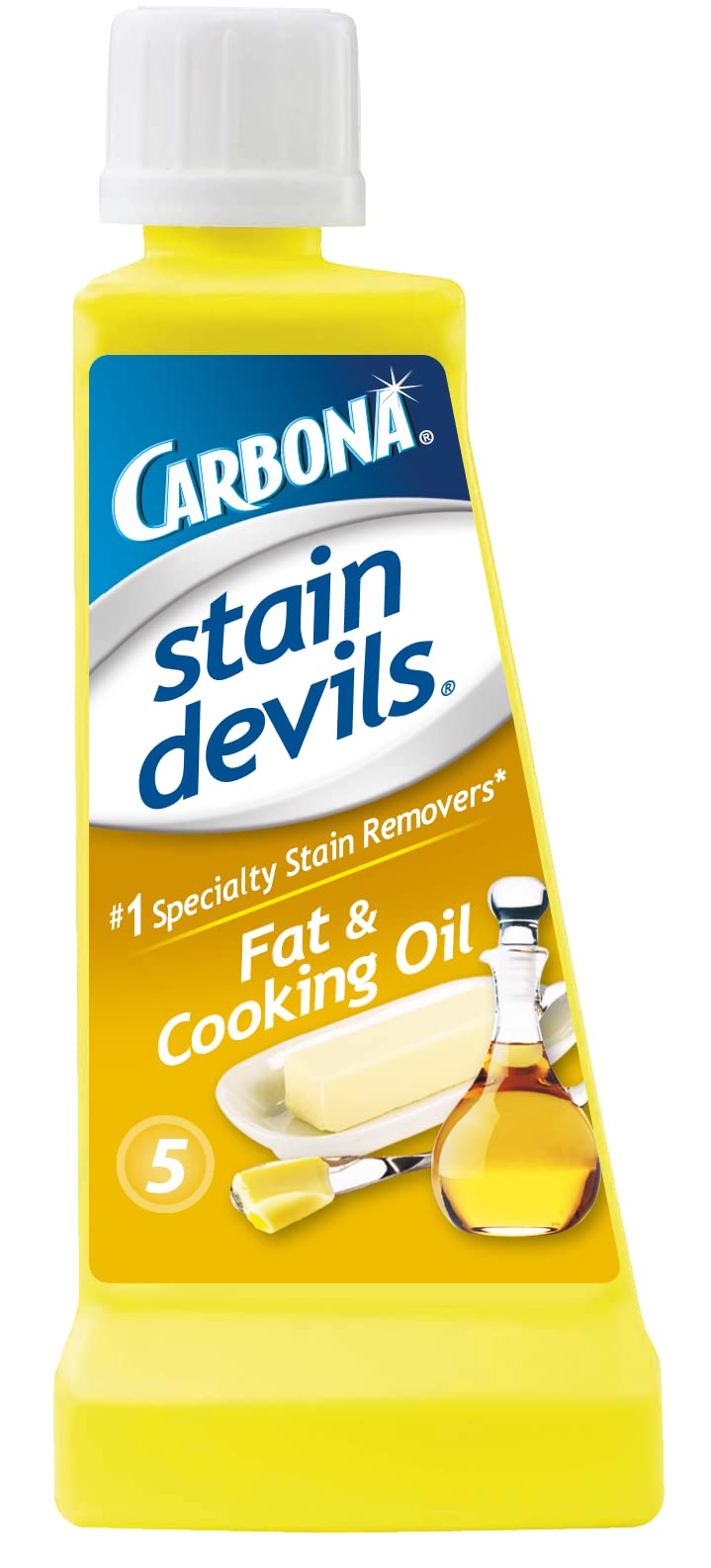 Carbona Stain Devils® #5 | Fat & Cooking Oil | Professional Strength Laundry Stain Remover | Multi-Fabric Cleaner | Safe Formula | 1.7 Fl Oz, 1 Pack