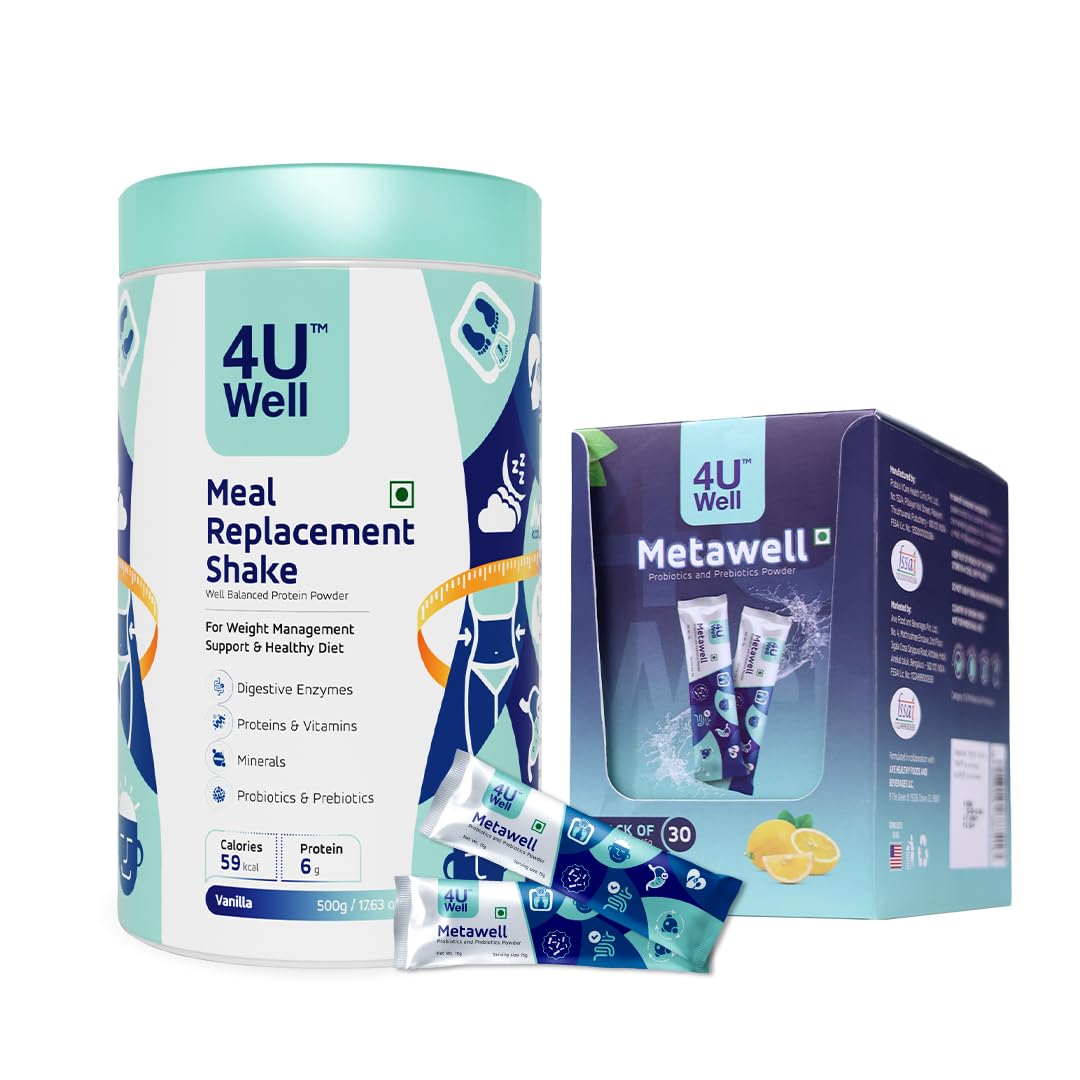 4UWELL Metawell & Meal Replacement Shake | Probiotics & Prebiotics Powder | Weight Management & Control | Aids Digestion & Improve Metabolism (500g, 30 Sachets)-image-9