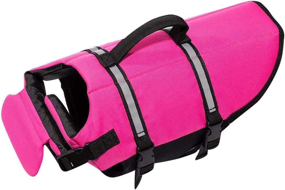 Hollypet Dog Life Jacket Adjustable Dog Lifesaver Reflective Vest Pet Life Preserver with Rescue Handle Small Pink