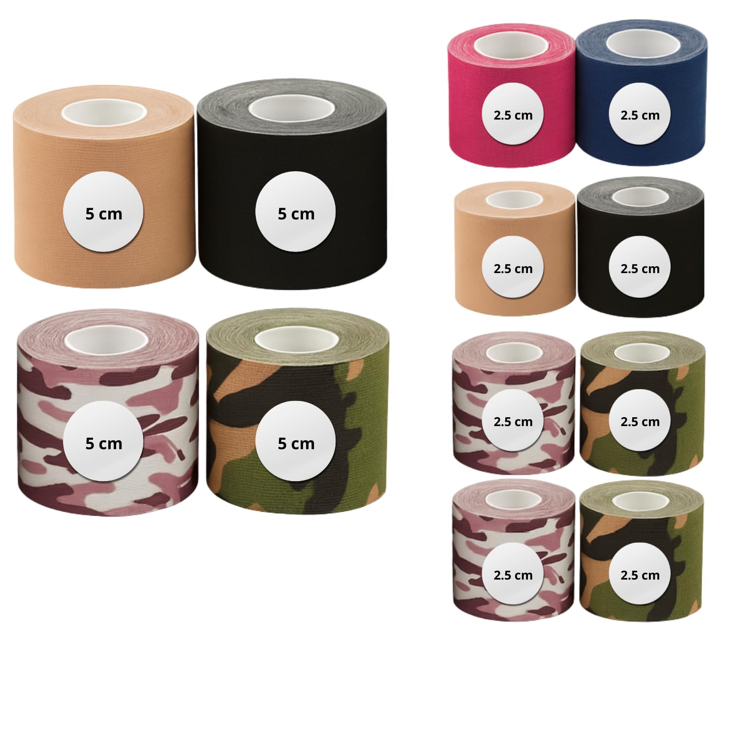 Bande kinesiologique 12 pieces - Kinesio Tape Sport Genou, Epaule, Cheville, Dos - Strapping Elastique Anti-Douleur, Waterproof & Hypoallergénique - Taping musculaire pour Tendinite, Entorce, Crossfit
