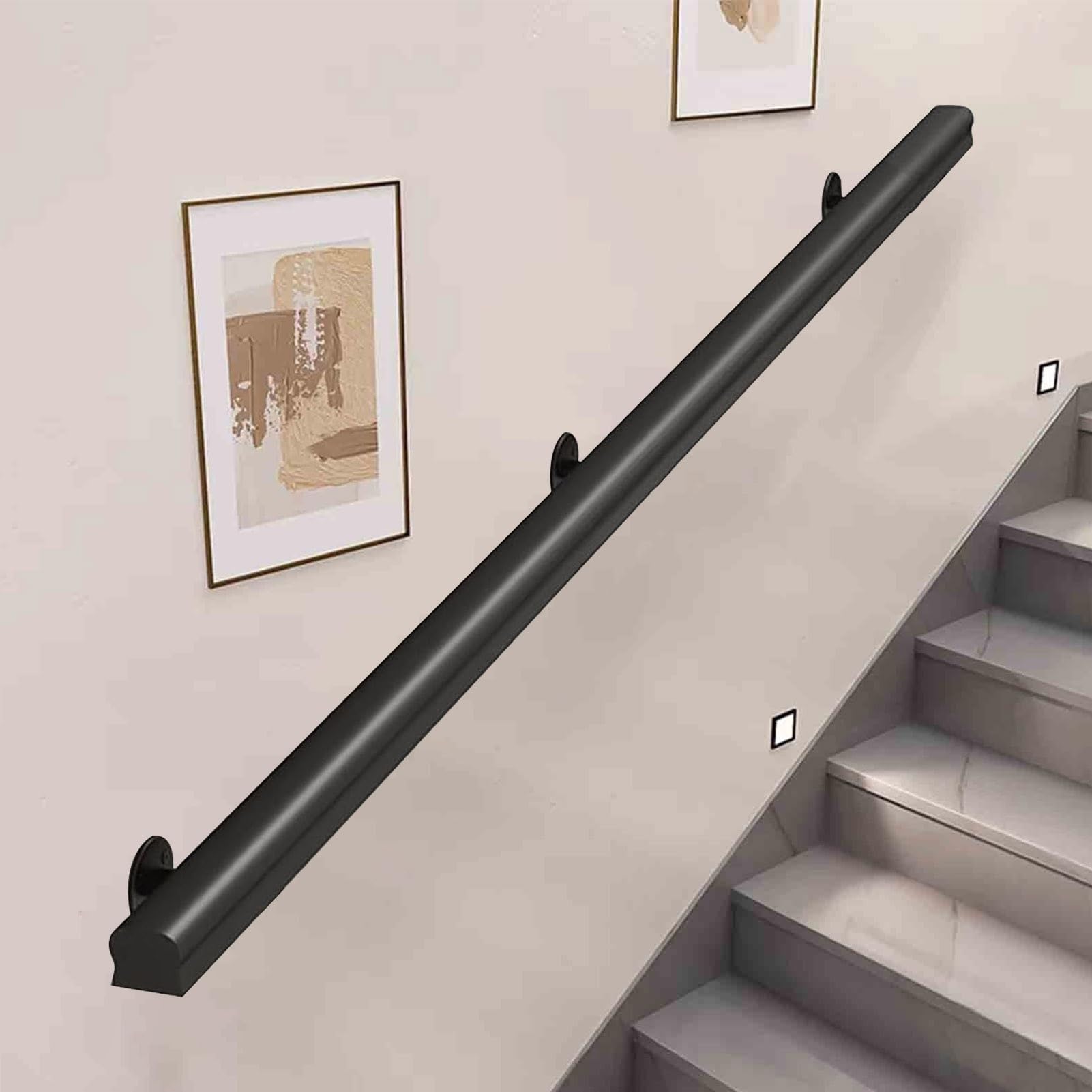 Gaommini Black Modern Hand Rails For Stair Indoors - 3Ft 5Ft 6Ft 7Ft Wall Staircase Handrails For Home Bathroom Corridor Stairs Railings Safe Anti-Slip Banister(,8.2Ft/250Cm)