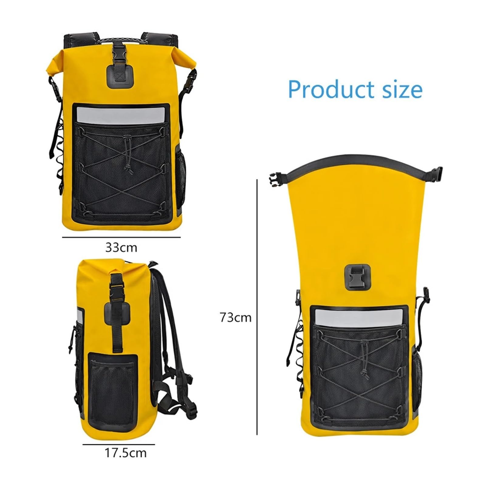 Borsa Impermeabile Zaino impermeabile for kayak, nuoto, trekking(Black)