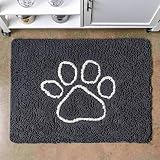 iHeartDogs Chenille Grey Rug, Feeding Mat, Doormat