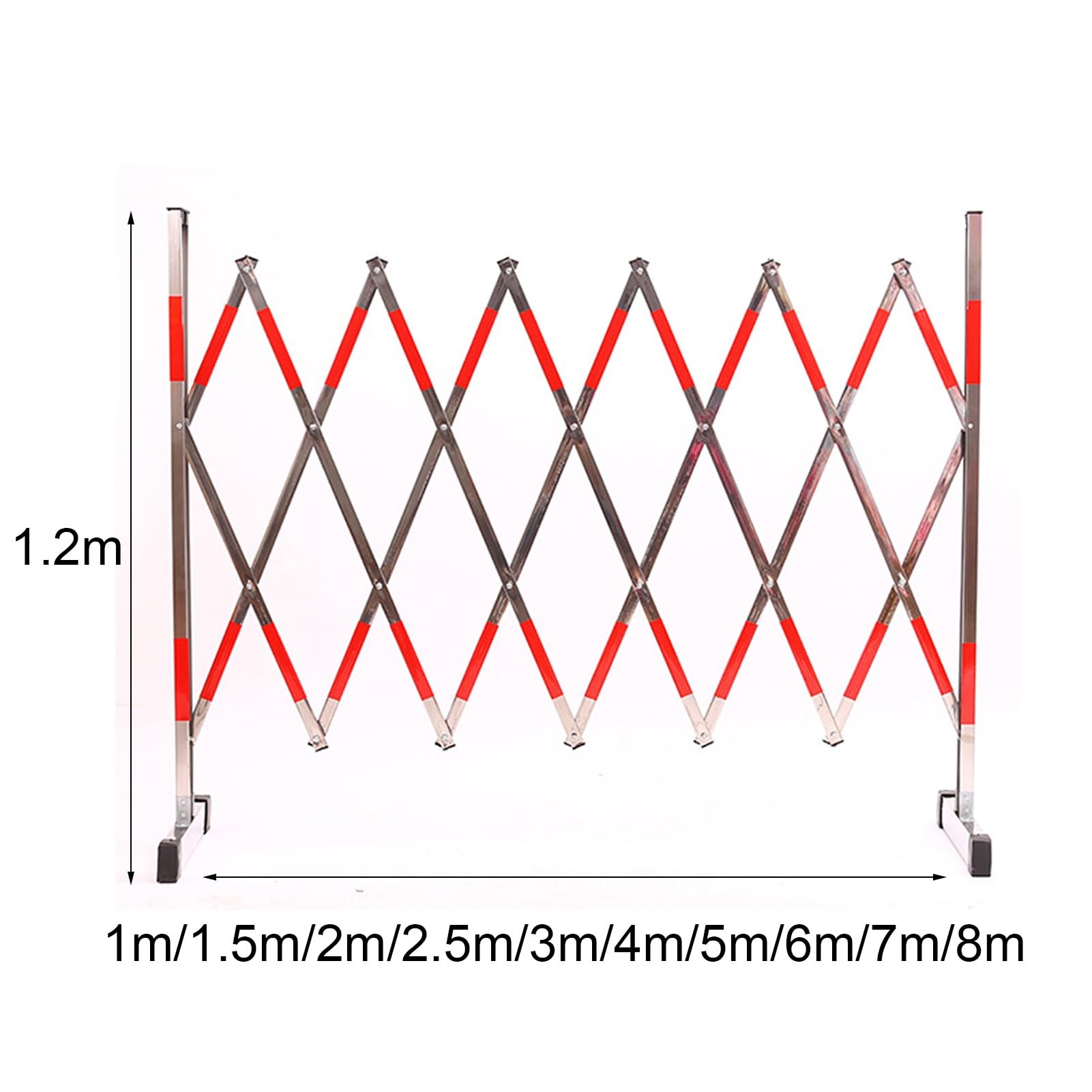 Barrière de sécurité extensible en métal rétractable pour piscine, gain de place, rouge et argenté, 1,2 x 1,5 m