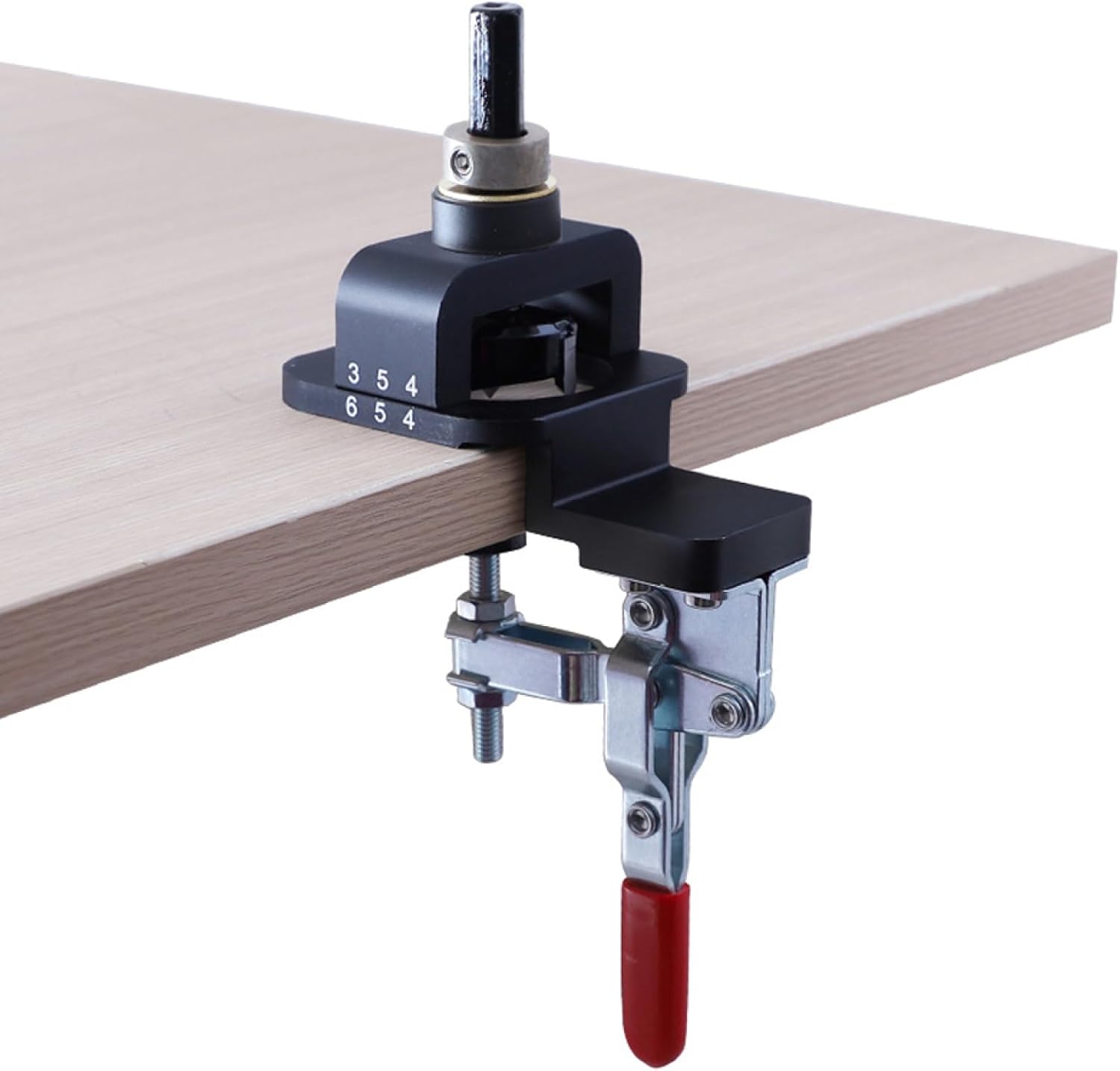 TopHomer Aluminum Alloy Concealed Hinge Jig with Quick Clamp, 35mm Cabinet Hinge Jig for 0.47-0.98in Thickness Board, Cabinet Hinge Mounting, Drill Guide Cabinet Positioning Tool