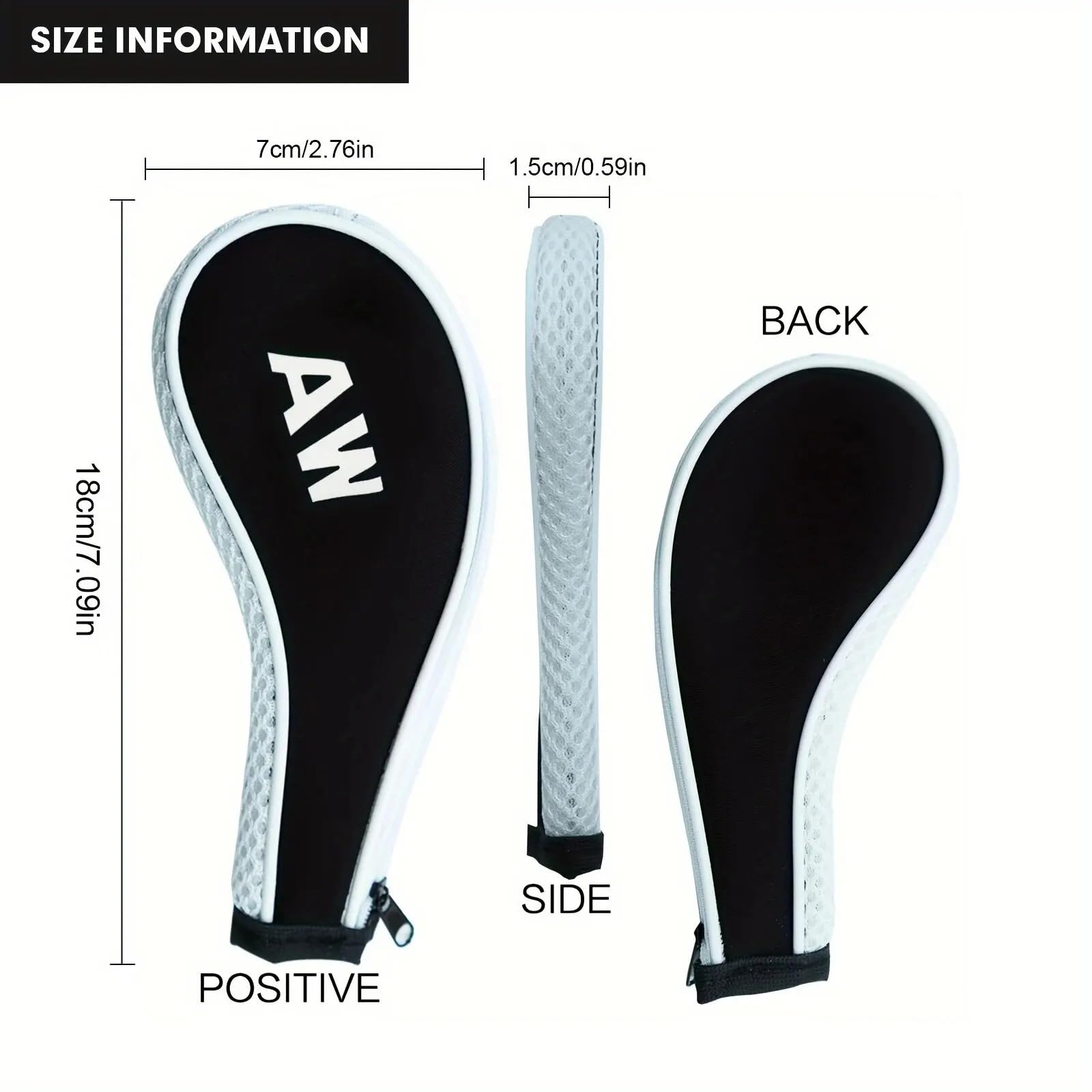 Golf SchläGerkopfhüLlen Golf Iron Head Covers Set 10-teiliges Set Mit Reißverschluss Headcover-Schutz Golfzubehör Universal Iron Clubs GolfschläGer Hauben(White)