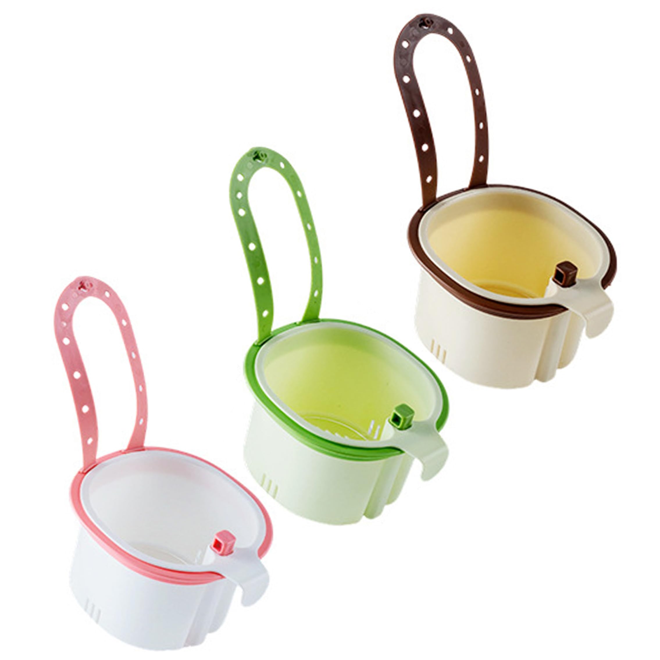 Ameble 3pcs Kitchen Sink Draining Basket, No-drill Hanging Sink Food Catcher, Plastic Kitchen Strainer Basket Style 1