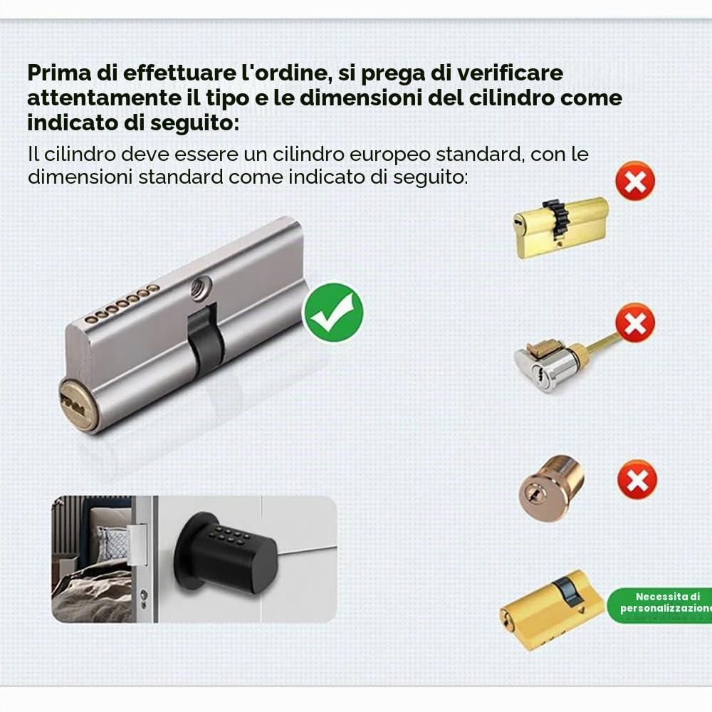Serratura Smart Porta Blindata,Serratura Wifi,Con chiave, scheda chiave, APP Bluetooth per la serratura della porta, impermeabile, serratura a impronta digitale per porte da 35-45 mm
