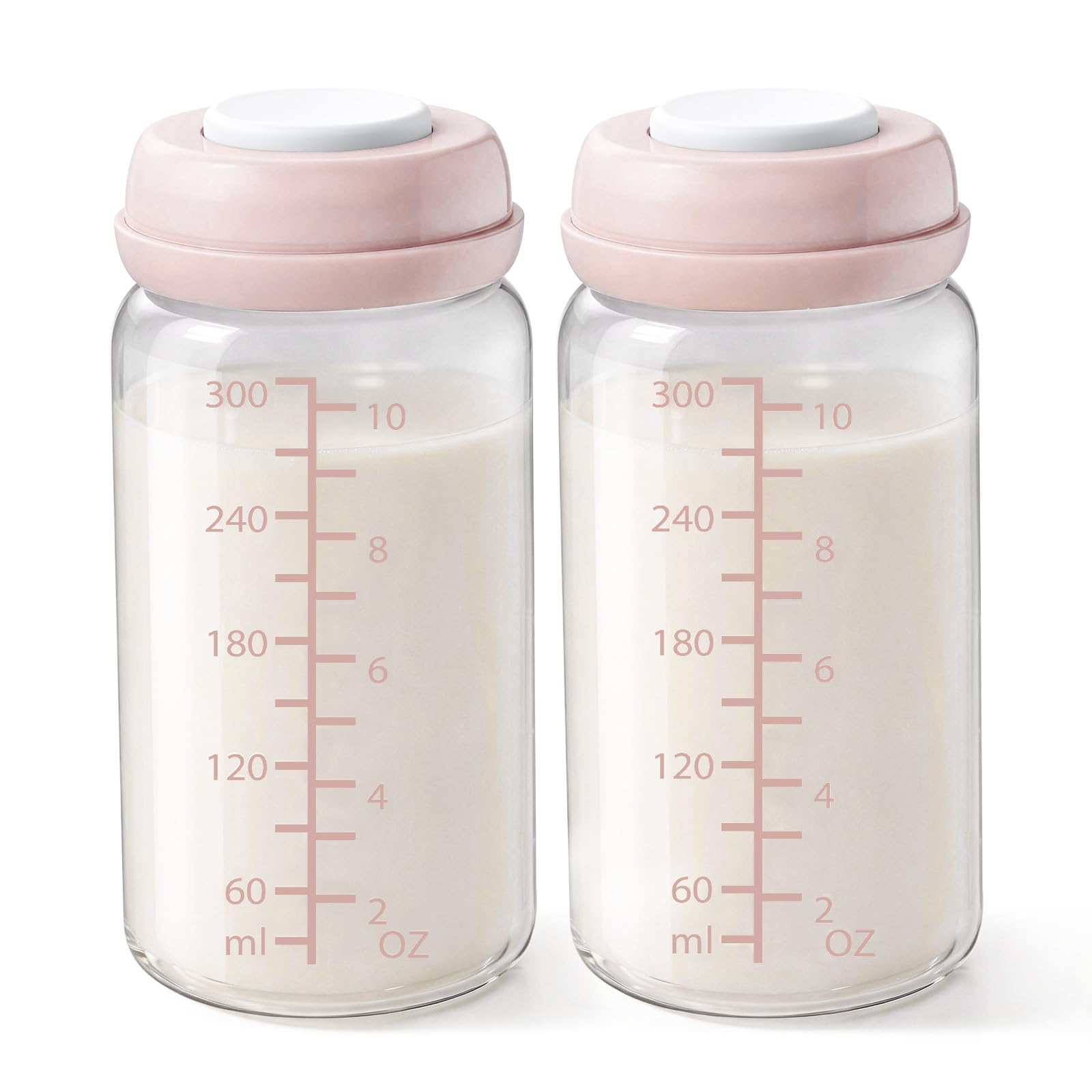 2PCS Wide-Mouth Breast Milk Collection Pump Bottle, Pumping Storage Containers Compatible with Spectra S1/S2/9 Plus/SG/Motif Luna, Cimilre, 10oz/300ml Pink