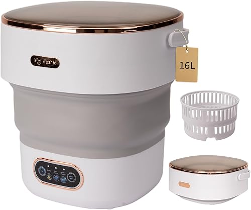 Mini lavadora portátil, pequeña lavadora plegable de 16 L, 3 modos de limpieza para lavar ropa interior, ropa de bebé y otros artículos pequeños,