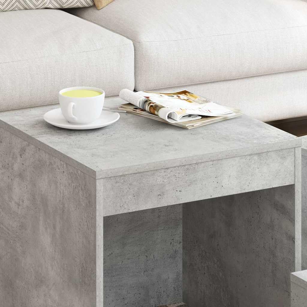 Set 3 Tavolini Impilabili Salvaspazio Grigio Cemento in Truciolato