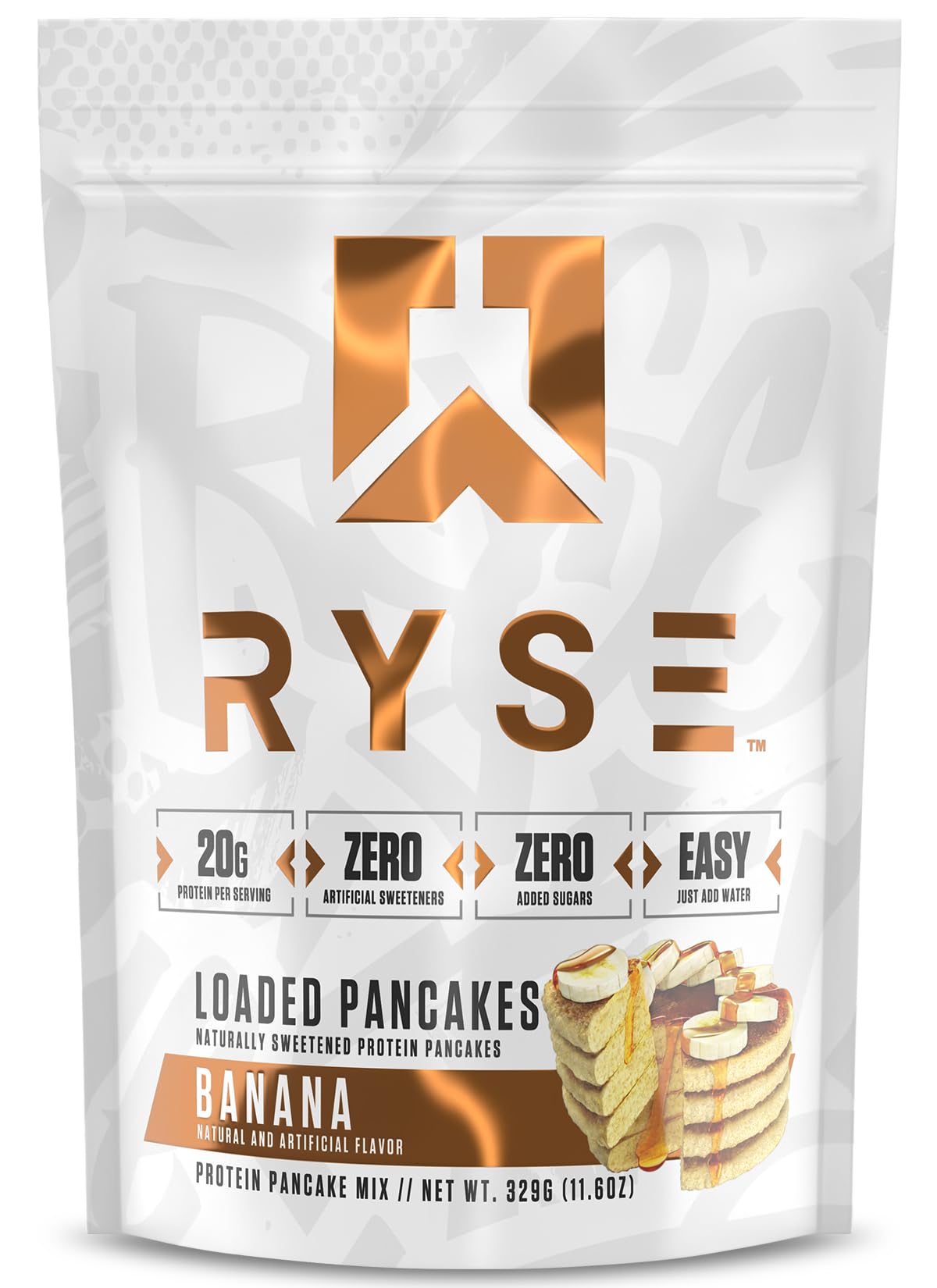 RYSE Loaded Protein Pancake & Waffle Mix - Banana - Naturally Sweetened Breakfast with 21g Protein, 3g MCTs and 2g Fiber - No Added Sugar - High