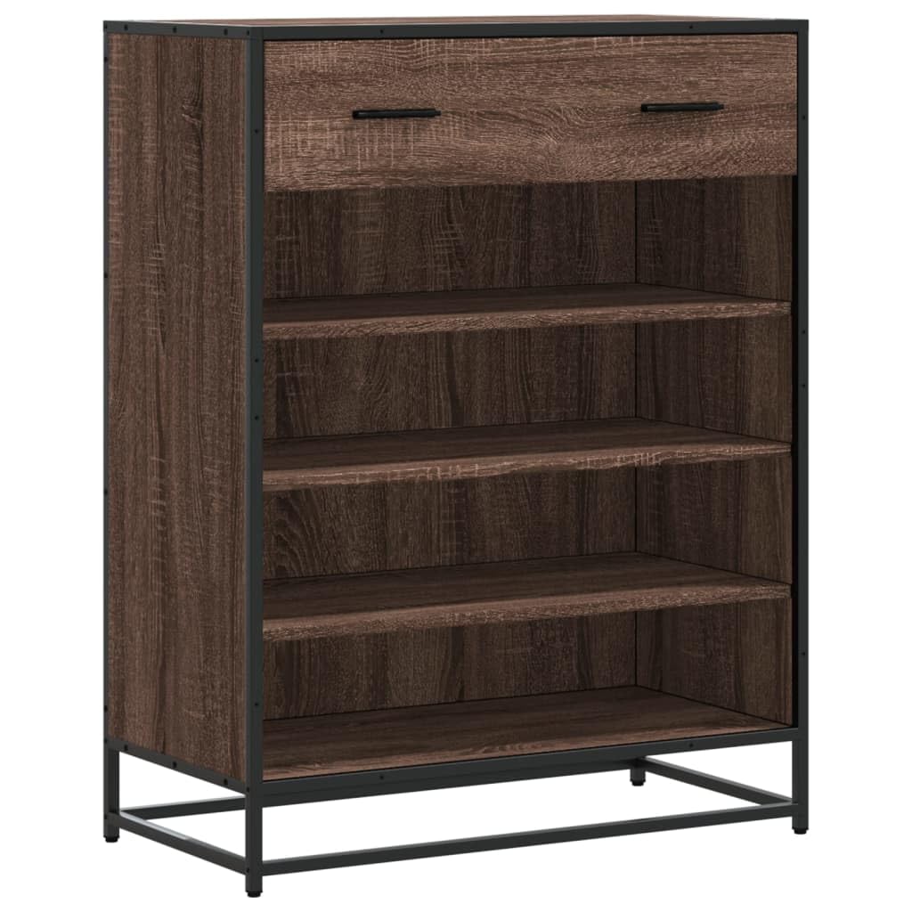 Scarpiera con Cassetto 4 Scomparti Rovere Marrone 75x38x97,5 cm