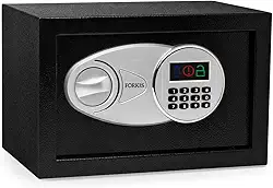 Cofre Digital Eletrônico Aço Senha E Chave 35x25x25cm, Preto, Forkis