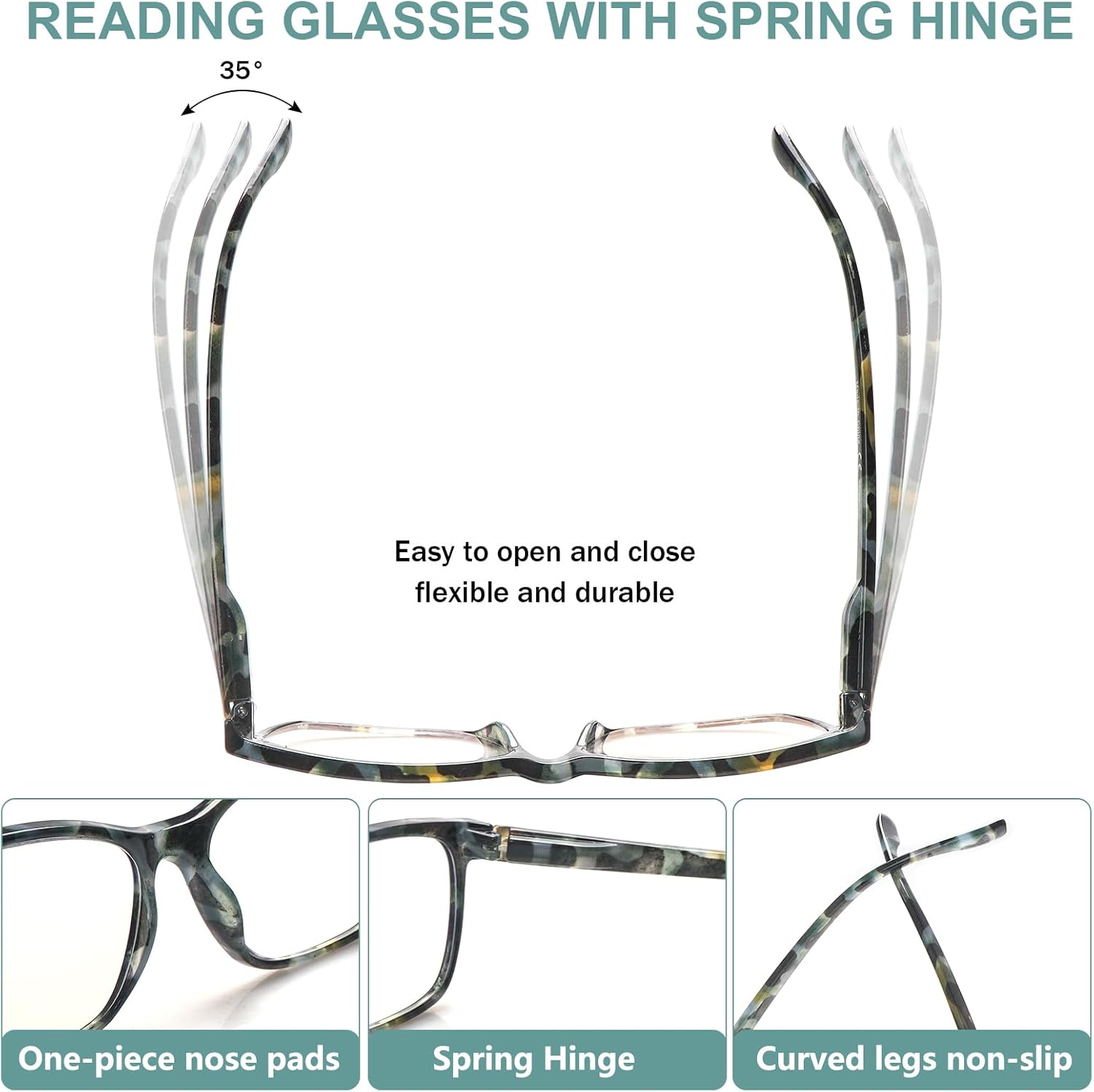 Progressive Multifocal Reading Glasses Blue Light Blocking Spring Hinge Readers Pattern Print Eyeglasses for Women - Image 6