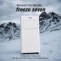 Freeze. seven 7000BTU Mobile Klimaanlage Weiß – Monoblock-Klimagerät mit LED-Display & Fernbedienung, Timer und Sleep‑Modus, verstellbarer Luftauslass, Kindersicherung, inkl. Abluftschlauch & Fenster – Ansicht 2