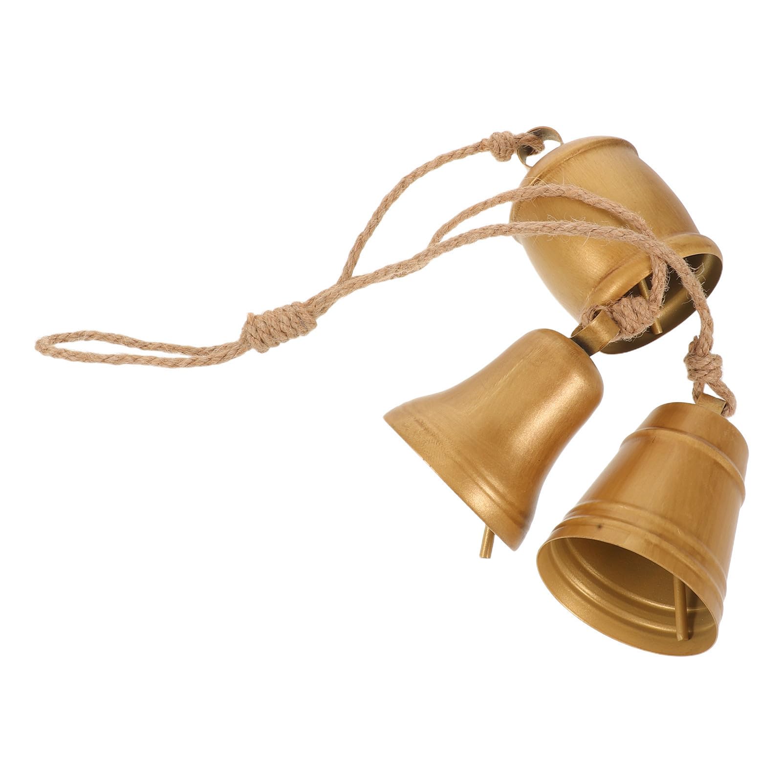 minkissy 4 Pezzi Campanello Natalizio Appeso in Metallo con Corda, Oro