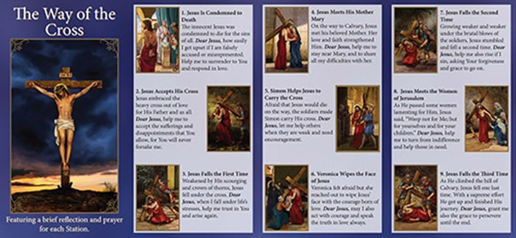 Christian Brands The Way of The Cross Holy Card Pamplet with Reflections and Prayers, Pack of 100