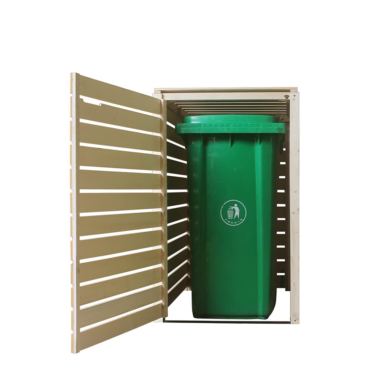 Mülltonnenverkleidung Holz 120L - 240L Natur mit Rückwand vormontiert Müllcontainer Mülltonnenschrank Mülltonne Mod.Hamburg (1 Tonne)