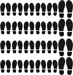 24 Paar Schwarz Bodenaufkleber, 18×15 Fußabdrücke Boden Aufkleber, PVC Schuhe Fußabdruck Boden Wand Treppe Abziehbild Aufkleber für Klassenzimmer, Flur und Tanzstudio