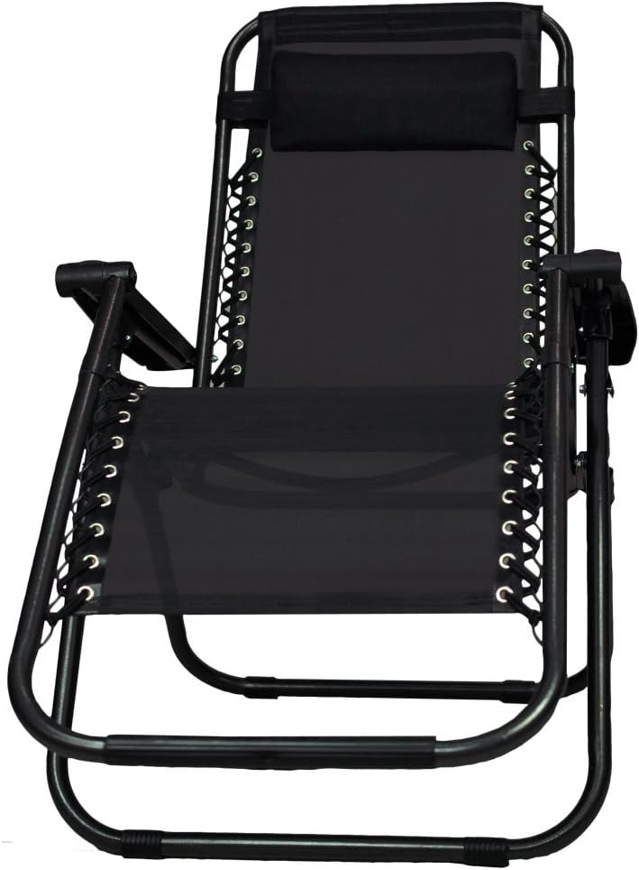 PARTYSAVING Infinity Zero Gravity Outdoor Lounge Patio Folding Reclining Chair Black Set of 2 APL1001