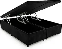 Cama Box Baú Casal Bipartido 69 Blindado Diversas Cores - (138x188x42) (Suede Preto)