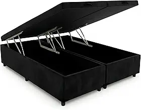Cama Box Baú Casal Bipartido 69 Blindado Diversas Cores - (138x188x42) (Suede Preto)