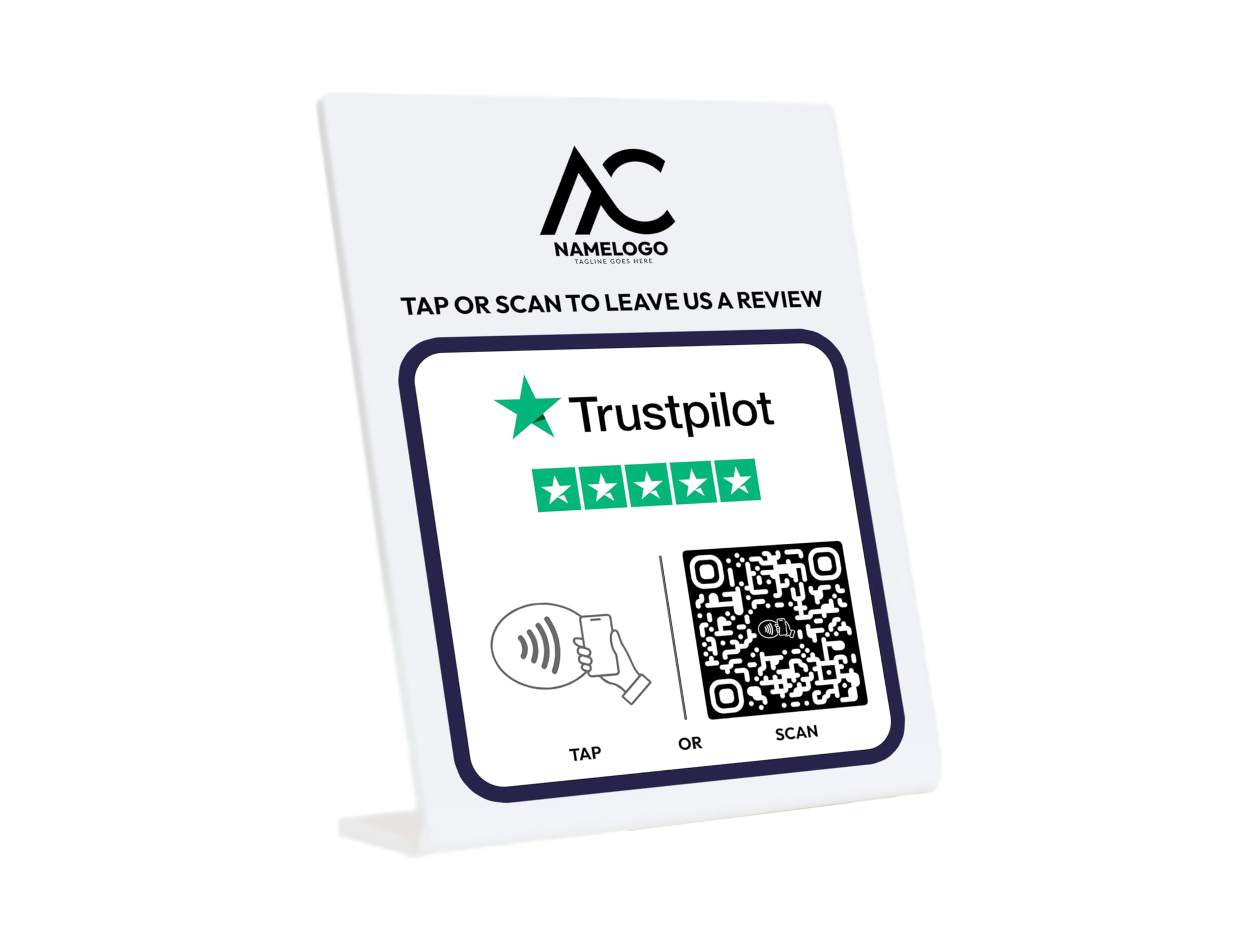 Custom Trustpilot Sign with QR Code & NFC Tap | Personalized Review Plaque for Businesses, Shops, and Services | Boost Customer Reviews