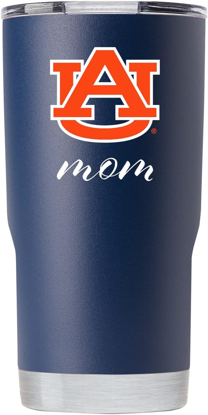 Gametime Sidekicks Auburn 20oz Navy Tumbler - Officially Licensed, 18/8 Stainless Steel, Double-walled, Vacuum-insulated, UV LED Printed Logos, Sweatless, Stays Hot/Cold - "Mom"