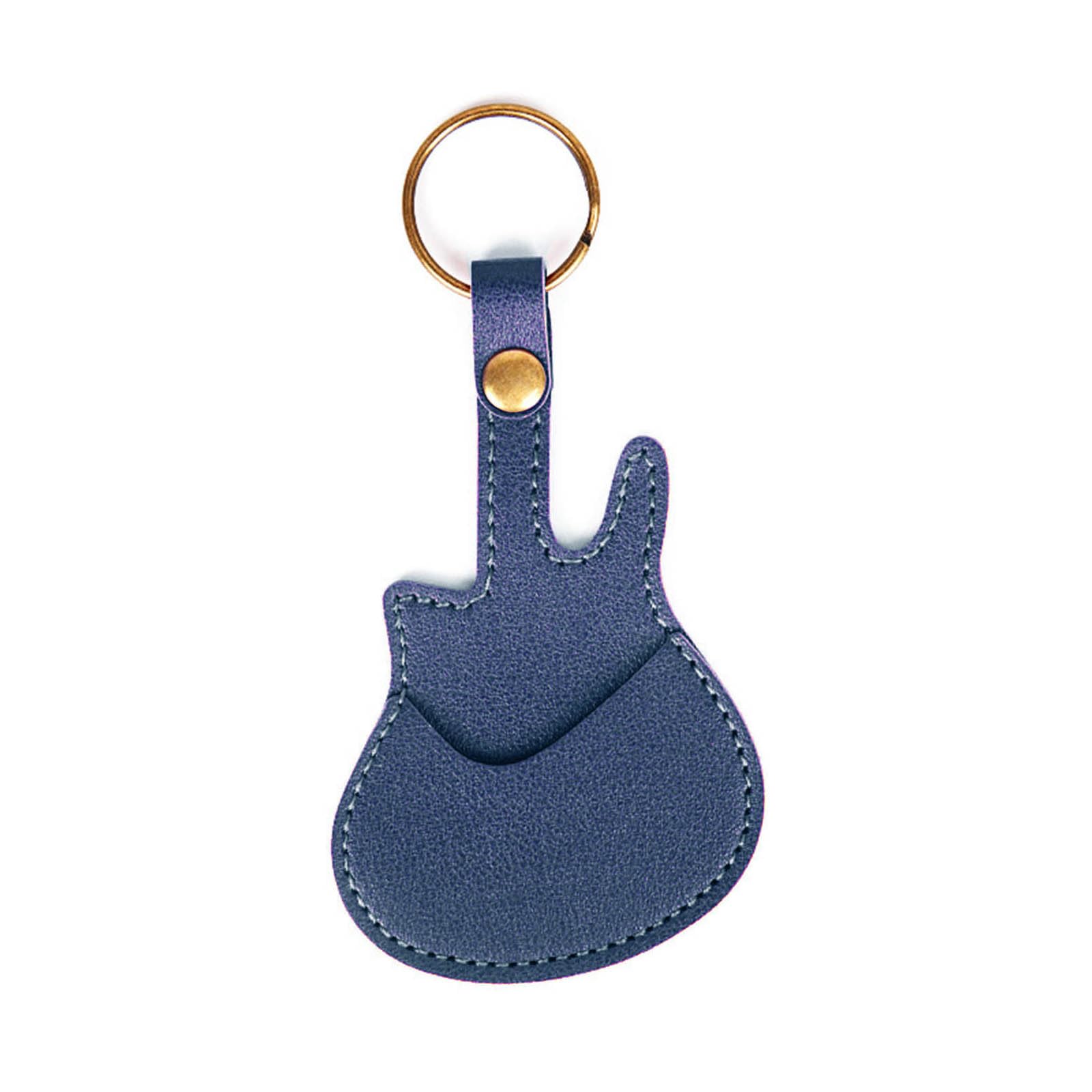 Jazuaiao Guitar Pick Storage Bag Guitar Shape Protective Pick Holder Case Shockproof Pouches PU Texture Leather Holder with Keychain