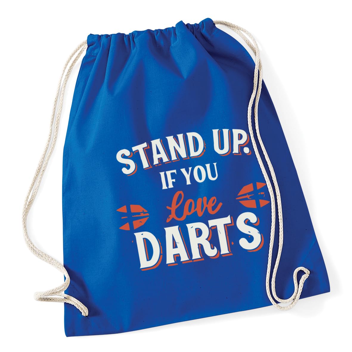 Hippowarehouse Stand Up if you Love Darts Gift For Him Her Daughter Son Dad Mum Drawstring Cotton School Gym Bag 37cm x 46cm, 12 litres